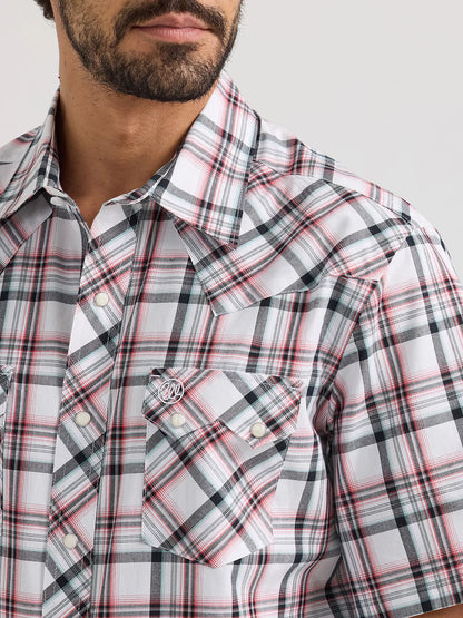Wrangler Retro Frosted Red Short Sleeve Sawtooth Pocket Snap Shirt