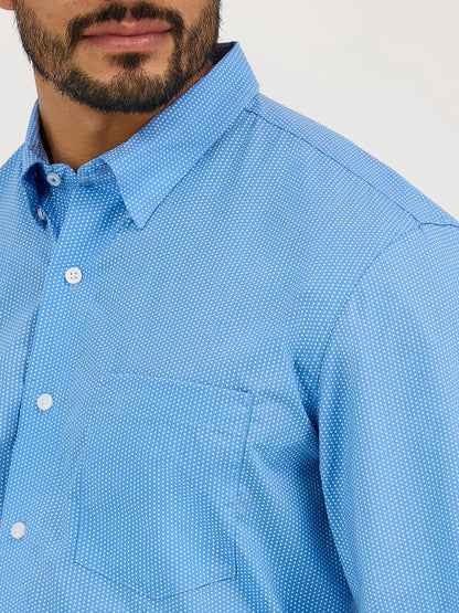Wrangler Cody Johnson Blue Dot One Pocket Button Down Shirt