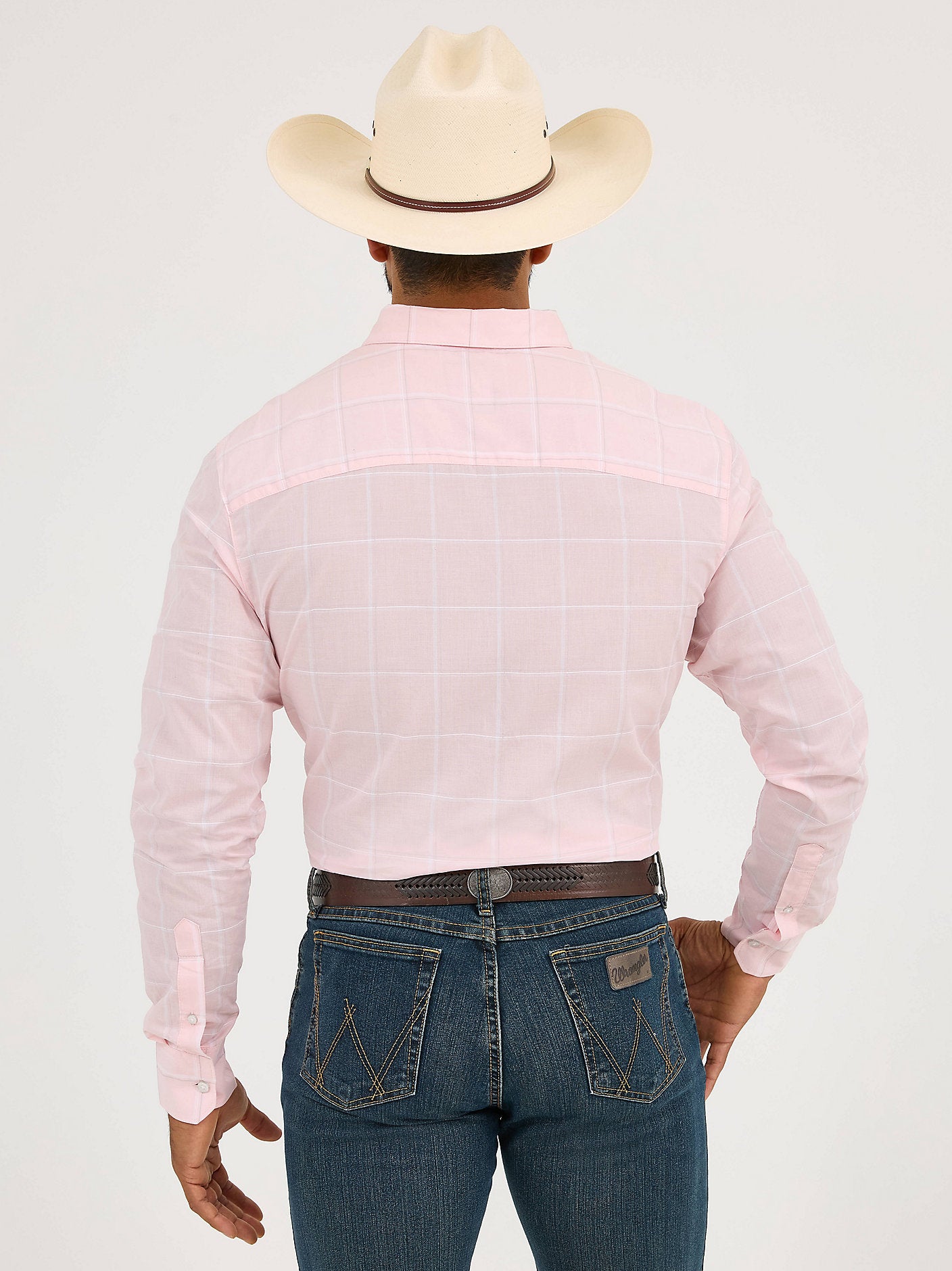 Wrangler Cody Johnson Check Pink One Pocket Button Down Shirt