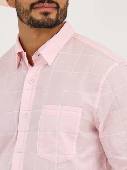Wrangler Cody Johnson Check Pink One Pocket Button Down Shirt
