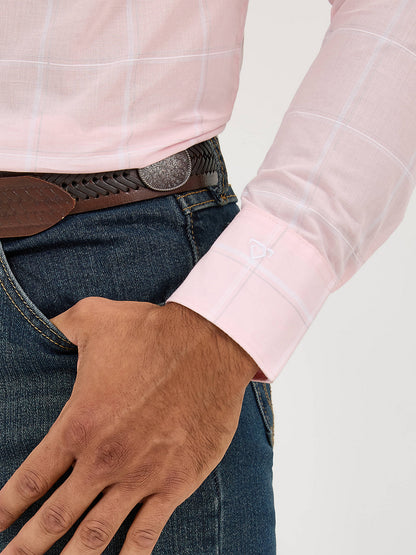 Wrangler Cody Johnson Check Pink One Pocket Button Down Shirt