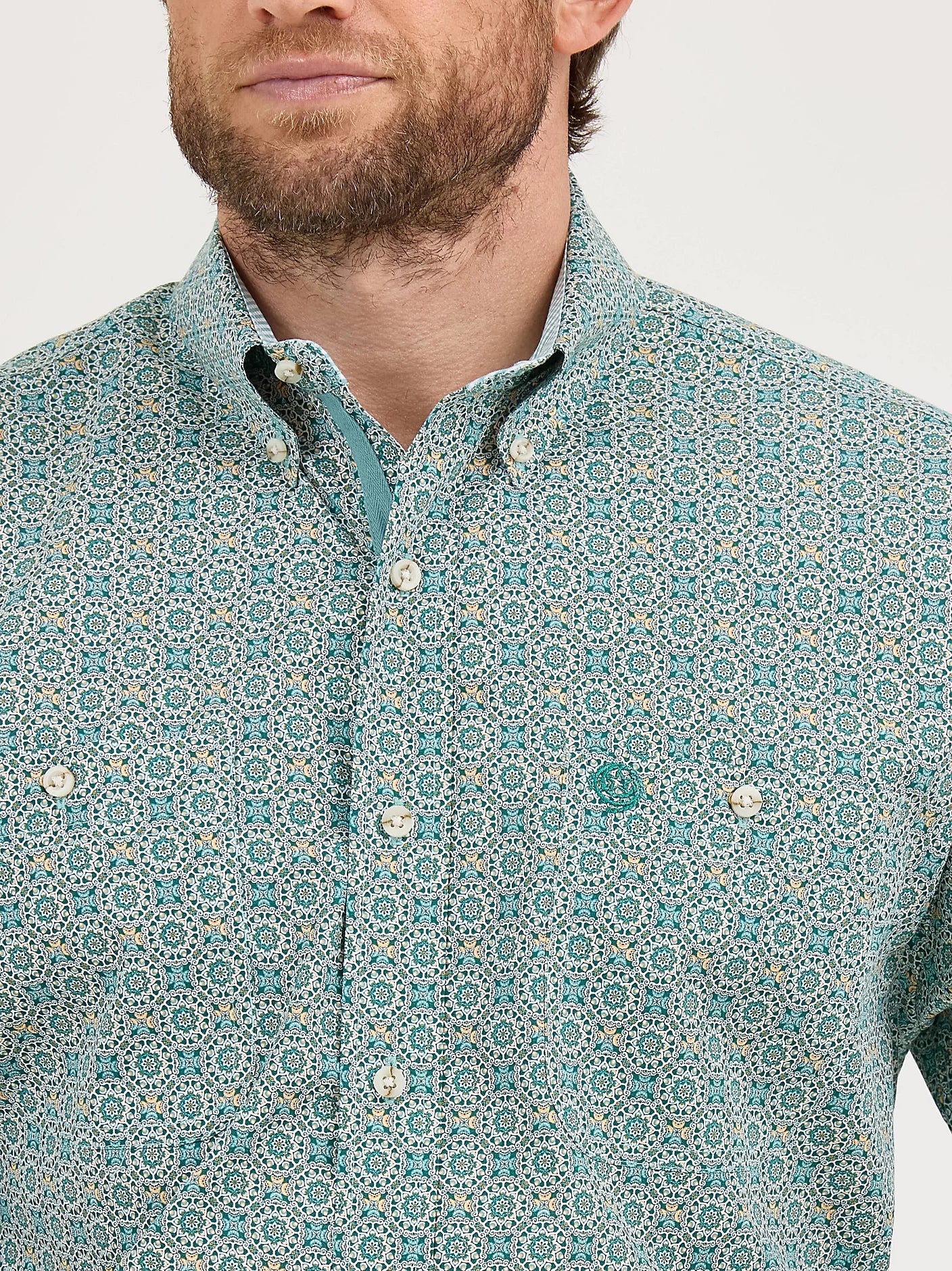 Wrangler George Strait Turquoise Inlay Short Sleeve Two Pocket Shirt
