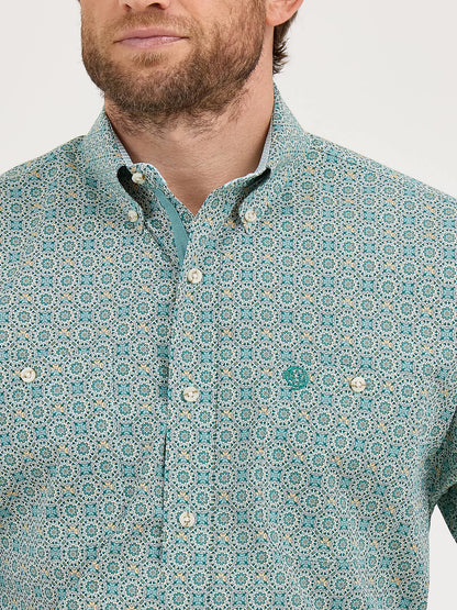 Wrangler George Strait Turquoise Inlay Short Sleeve Two Pocket Shirt
