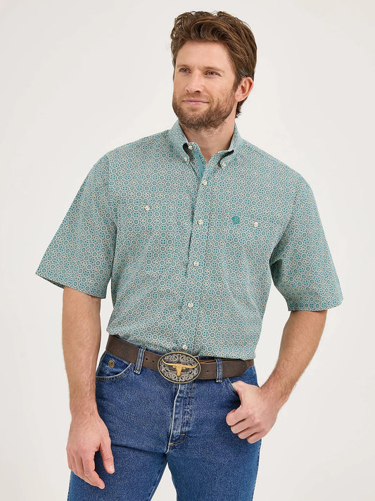 Wrangler George Strait Turquoise Inlay Short Sleeve Two Pocket Shirt