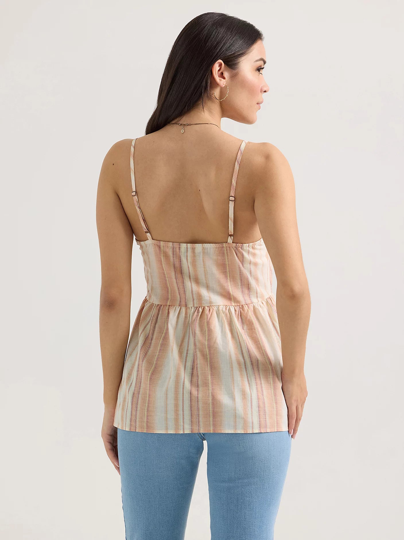 Wrangler Sandy Stripe Snap Front Peplum Tank