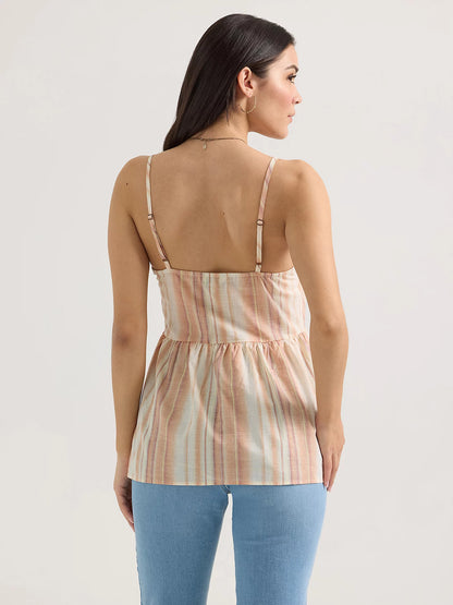 Wrangler Sandy Stripe Snap Front Peplum Tank