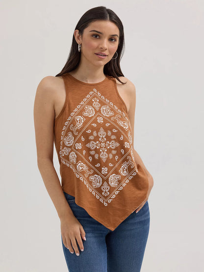 Wrangler Sienna Brown Bandana Diamond Front Tank