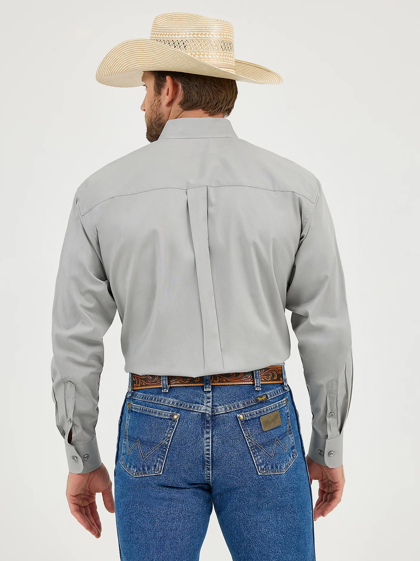 Wrangler George Strait Dove Grey Solid One Pocket Button Down Shirt
