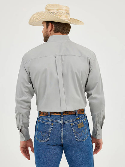 Wrangler George Strait Dove Grey Solid One Pocket Button Down Shirt