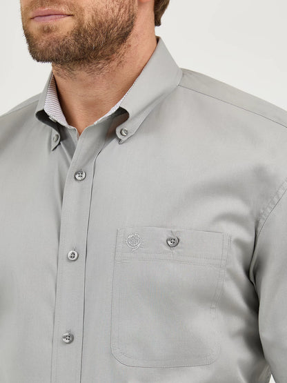 Wrangler George Strait Dove Grey Solid One Pocket Button Down Shirt