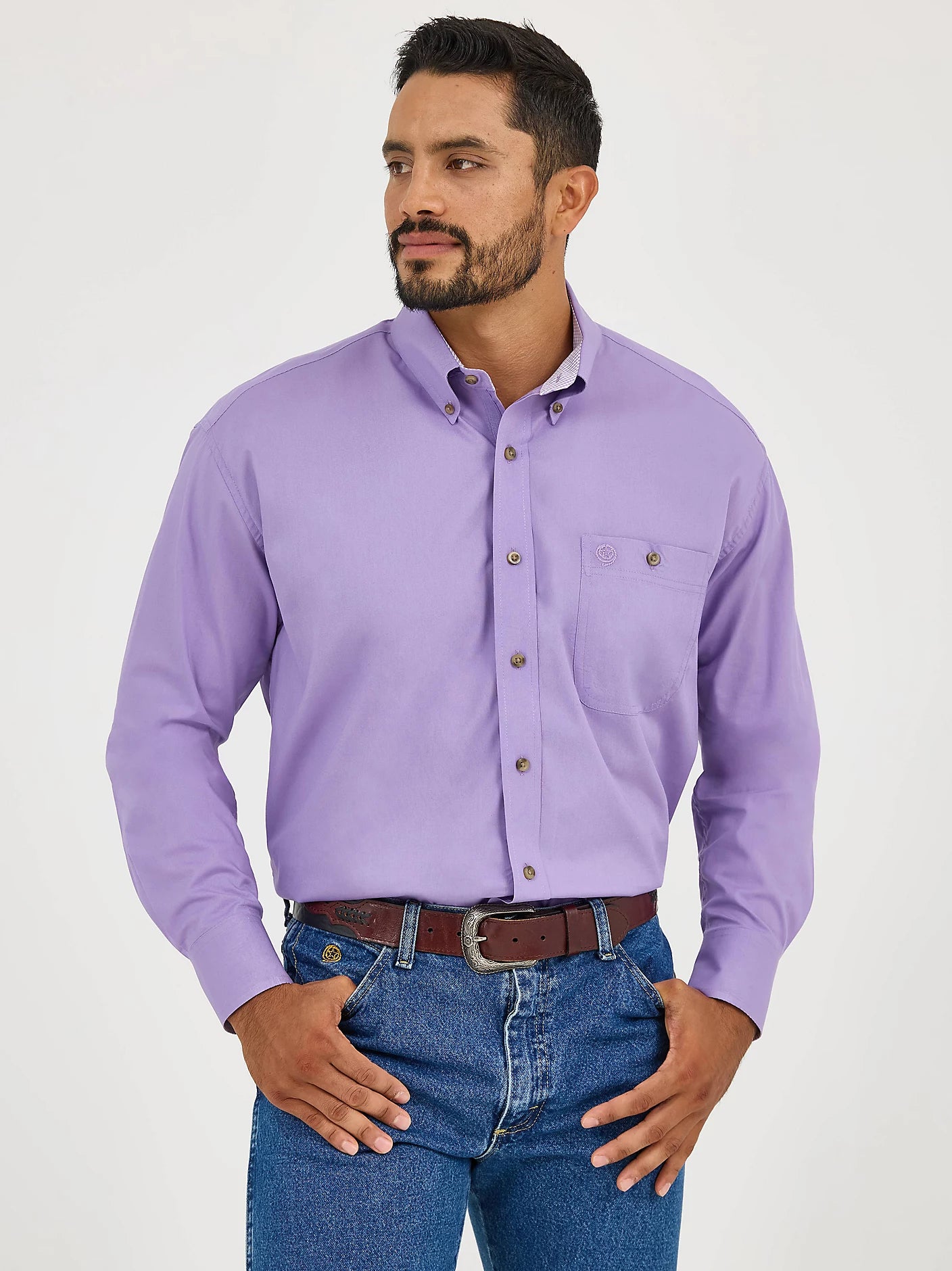 Wrangler George Strait Violet Solid One Pocket Button Down Shirt