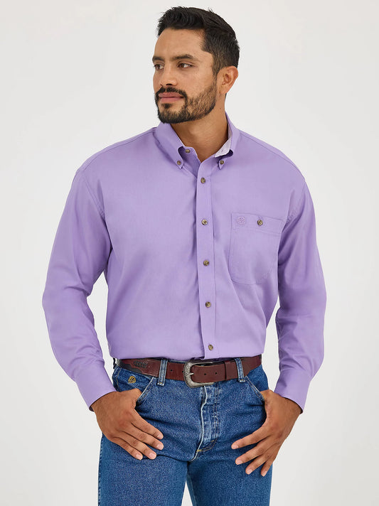 Wrangler George Strait Violet Solid One Pocket Button Down Shirt