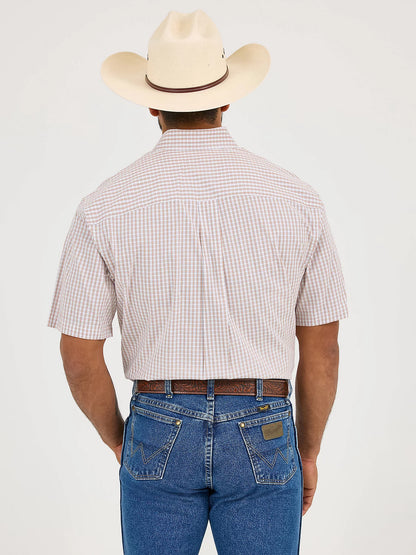 Wrangler George Strait Creamsicle Check Short Sleeve Two Pocket Button Down Shirt