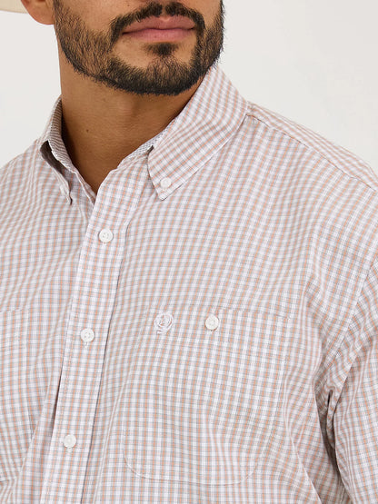 Wrangler George Strait Creamsicle Check Short Sleeve Two Pocket Button Down Shirt