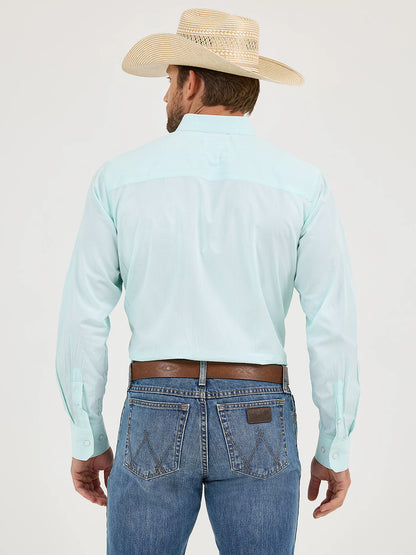 Wrangler Cody Johnson Pear Green Stripe One Pocket Button Down Shirt