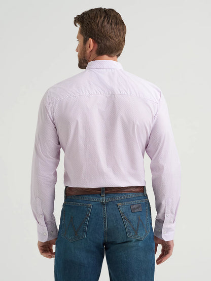 Wrangler Men's Cody Johnson Lilac Squares  Button Down Shirt
