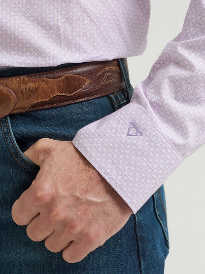 Wrangler Men's Cody Johnson Lilac Squares  Button Down Shirt