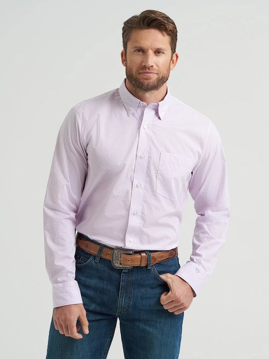 Wrangler Men's Cody Johnson Lilac Squares  Button Down Shirt