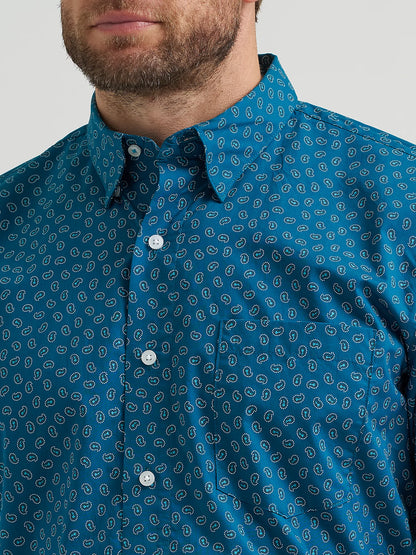 Wrangler X Cody Johnson Ink Blue Cell Button Down Shirt