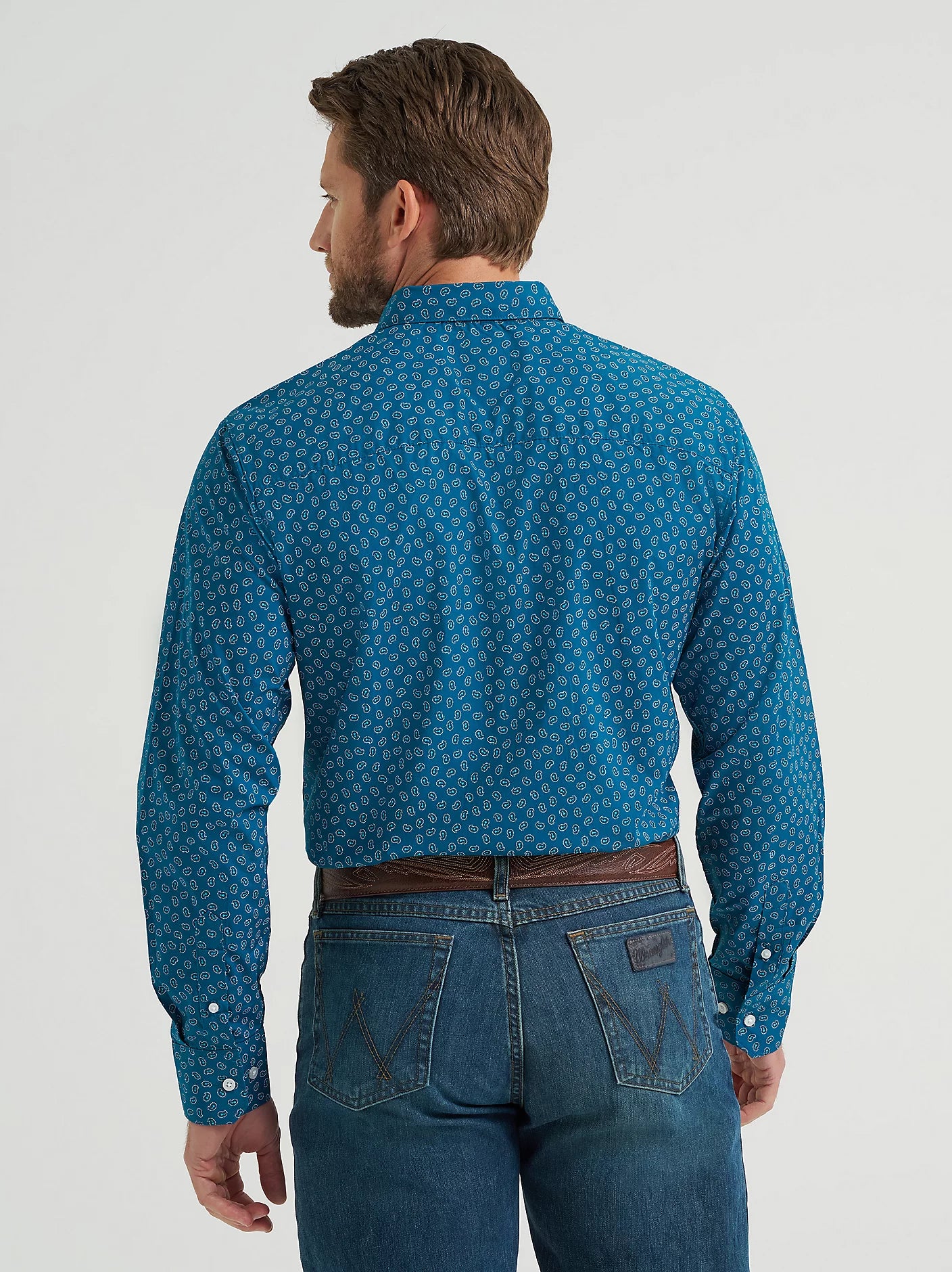 Wrangler X Cody Johnson Ink Blue Cell Button Down Shirt
