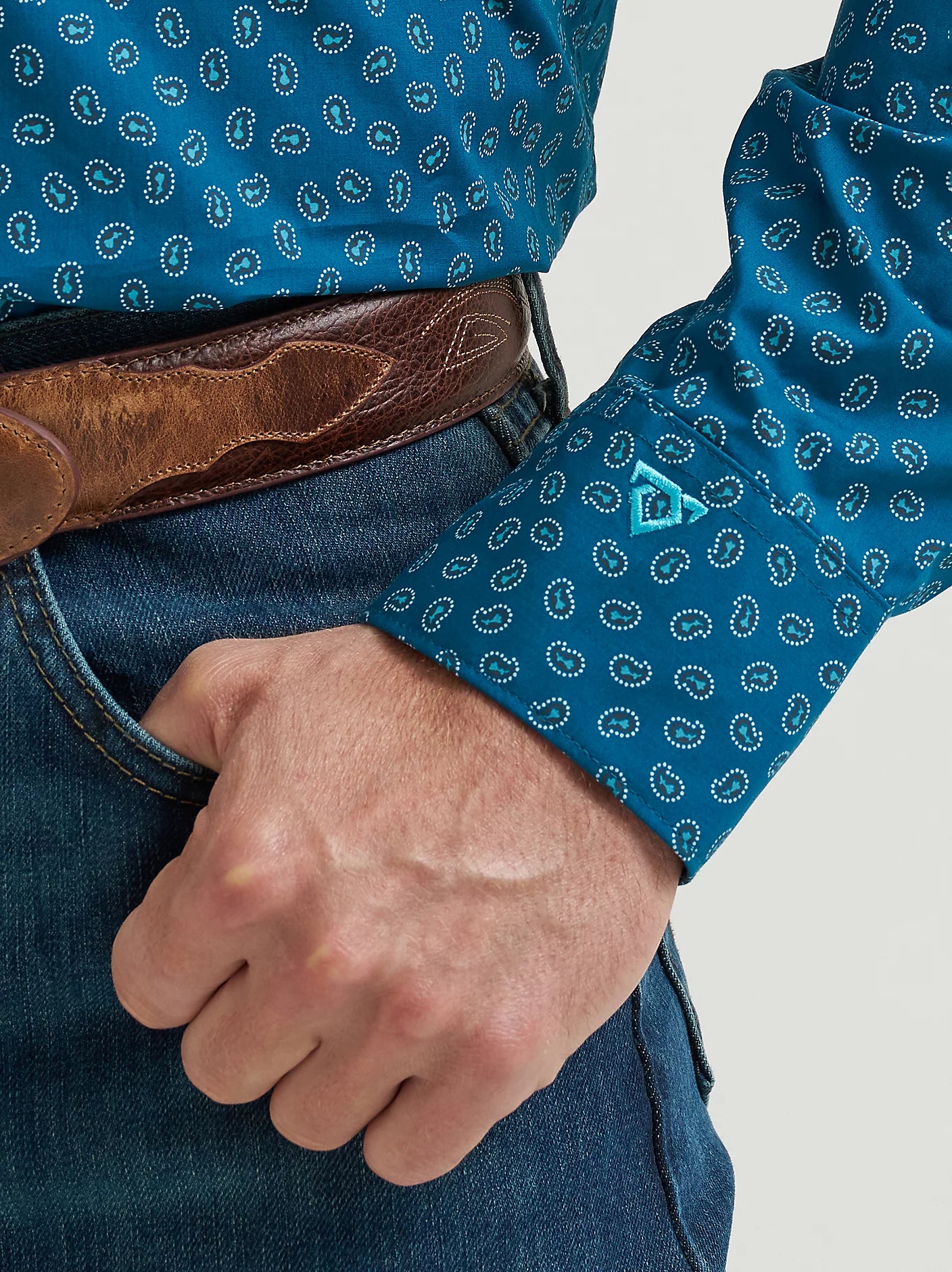 Wrangler X Cody Johnson Ink Blue Cell Button Down Shirt