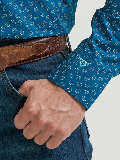 Wrangler X Cody Johnson Ink Blue Cell Button Down Shirt