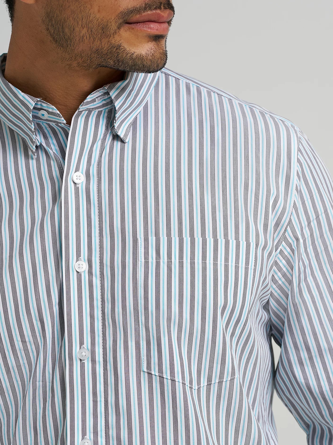 Men's Cody Johnson Blue Shadow Stripe Button Down Shirt