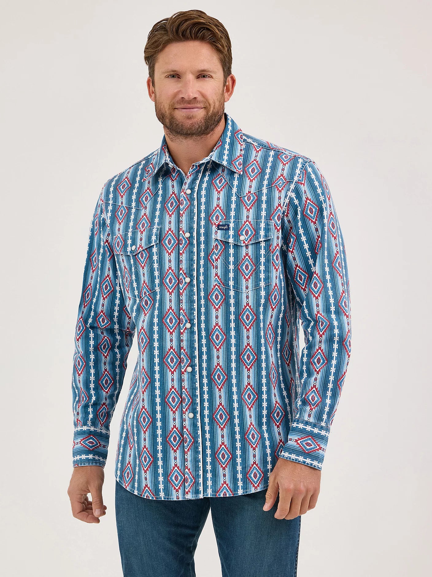 Wrangler Americana Blue Checotah Vintage-Inspired Western Snap Shirt