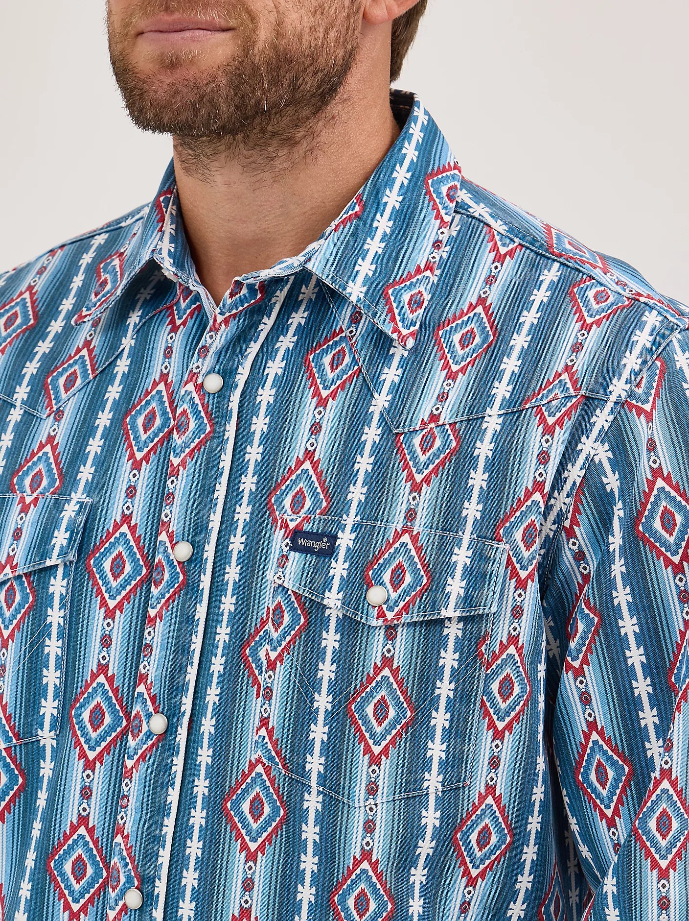 Wrangler Americana Blue Checotah Vintage-Inspired Western Snap Shirt