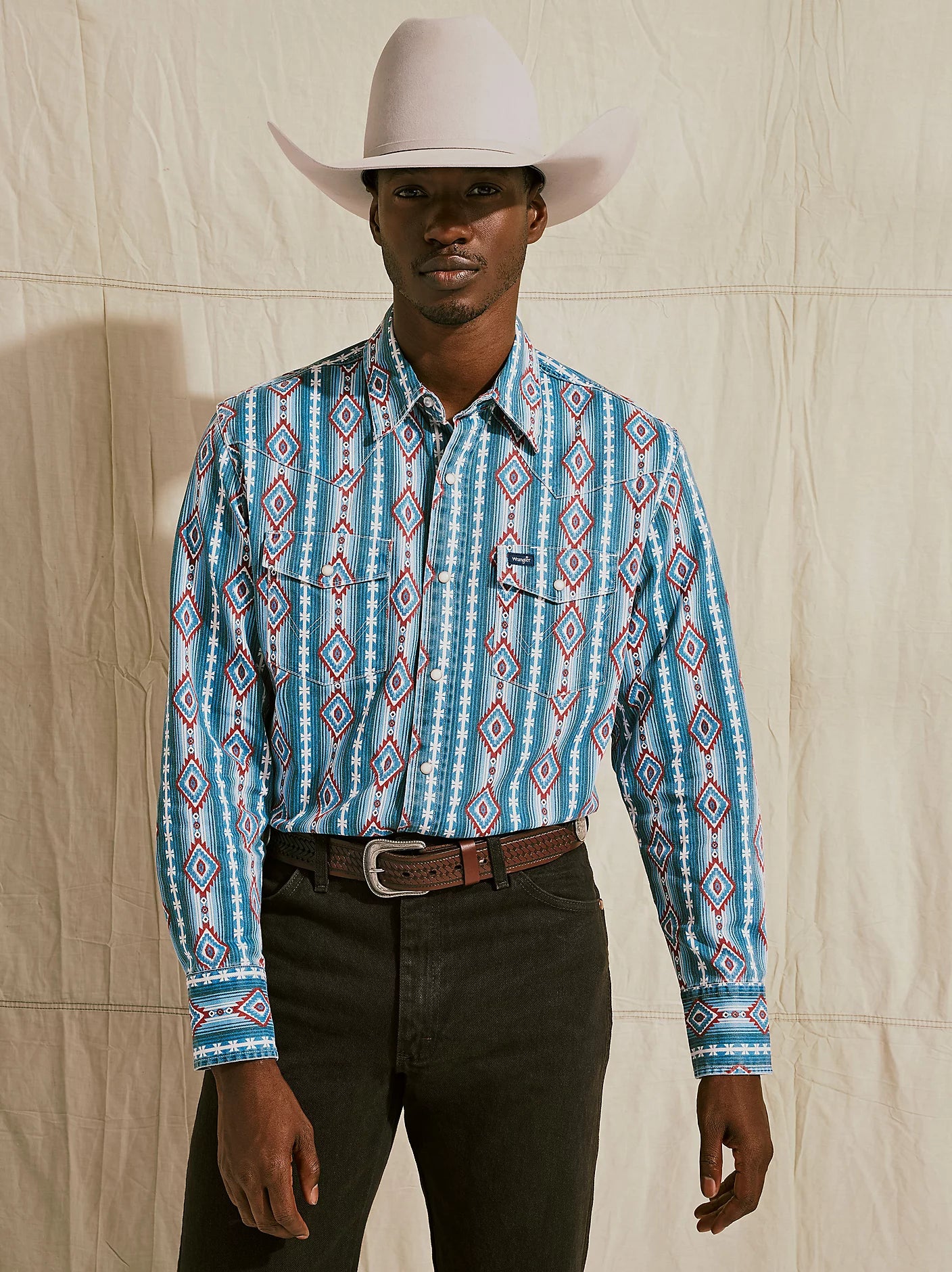 Wrangler Americana Blue Checotah Vintage-Inspired Western Snap Shirt