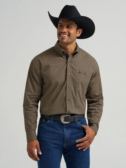 Wrangler George Strait Coffee Rhombi Long Sleeve Shirt