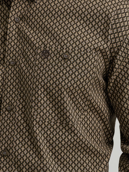 Wrangler George Strait Coffee Rhombi Long Sleeve Shirt