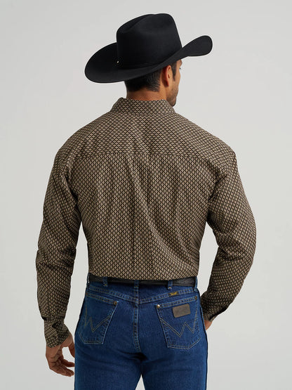 Wrangler George Strait Coffee Rhombi Long Sleeve Shirt
