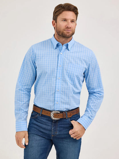 Wrangler Men's Cody Johnson French Blue Check Shirt