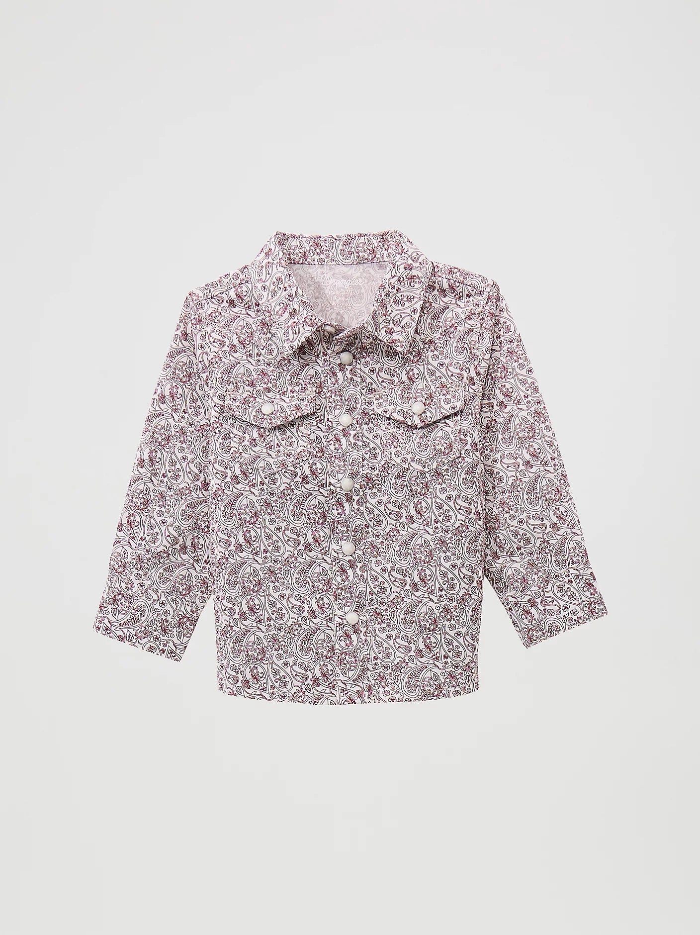 Wrangler Little Boy's Burgundy Paisley Long Sleeve Snap Shirt