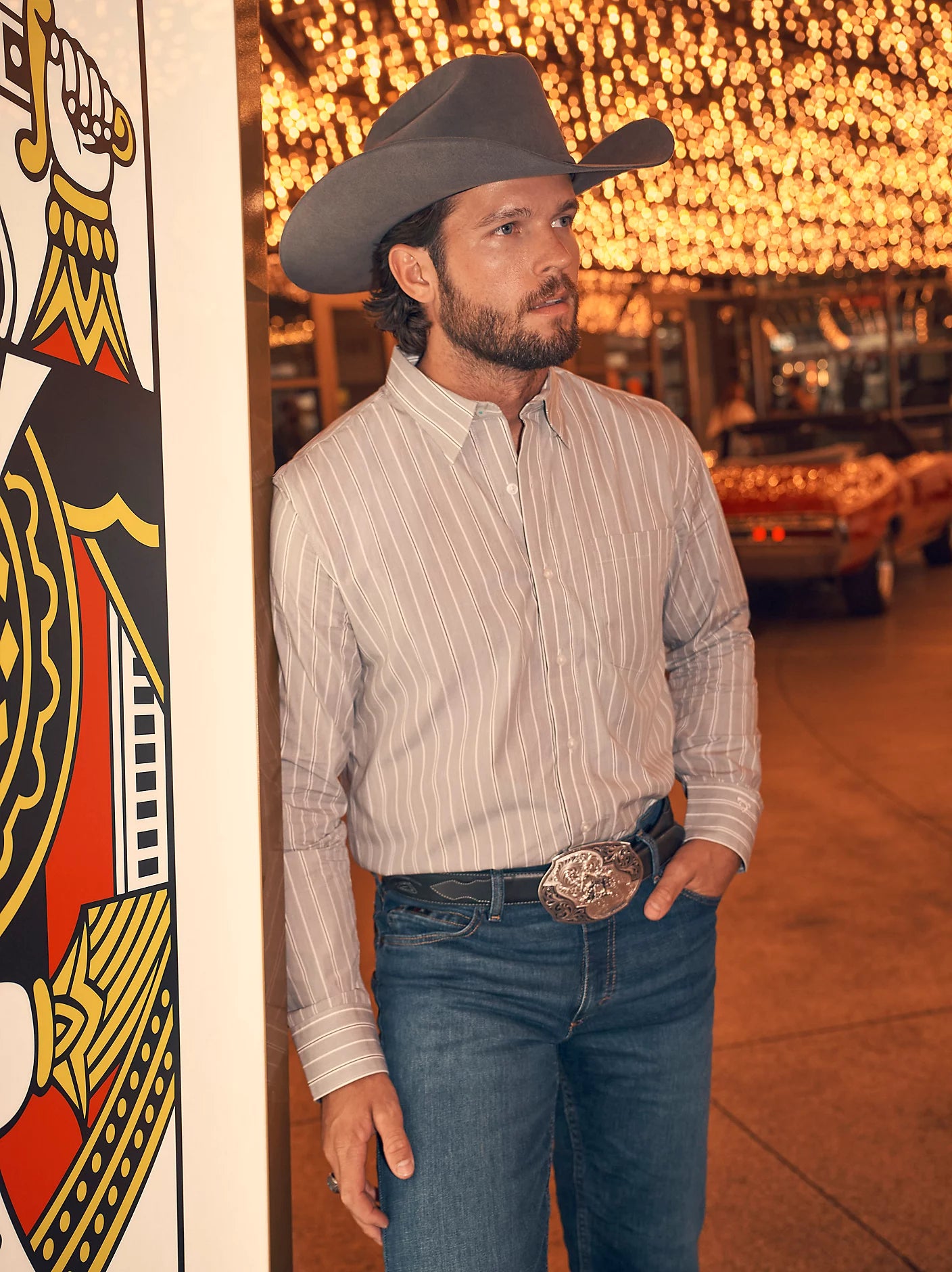 Wrangler Men's Cody Johnson Charcoal Stripe Shirt