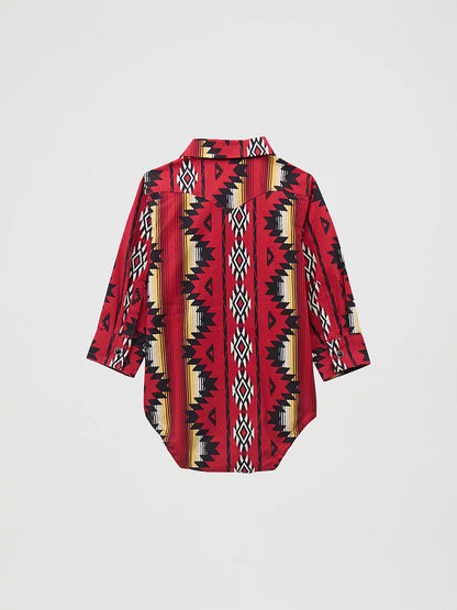 Wrangler Baby Boy's Fiery Red Long Sleeve Checotah Snap Bodysuit