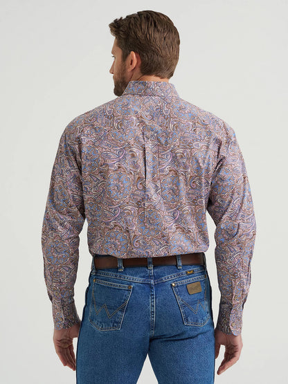 Wrangler George Strait Mauve Paisley Long Sleeve Shirt
