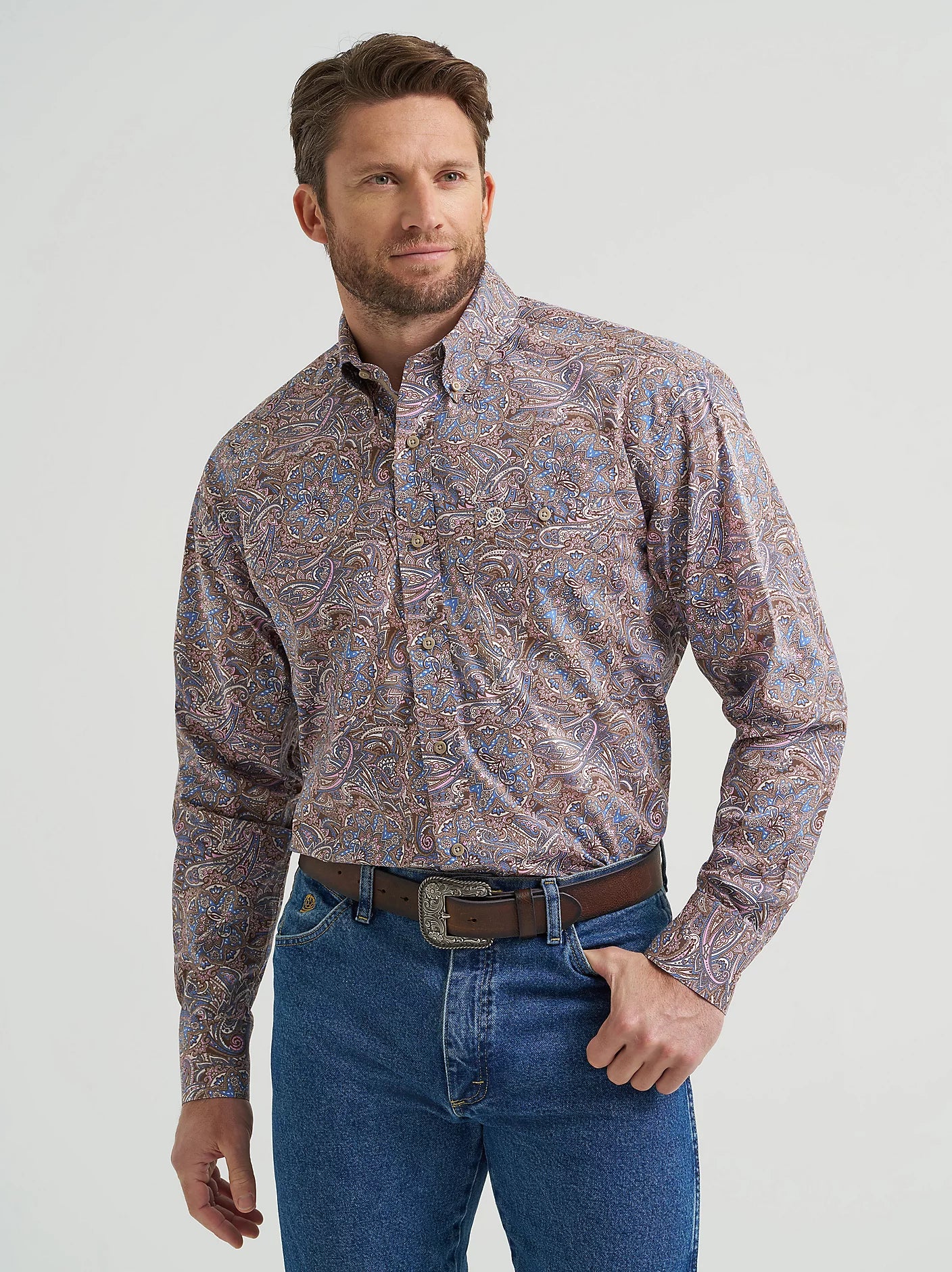 Wrangler George Strait Mauve Paisley Long Sleeve Shirt