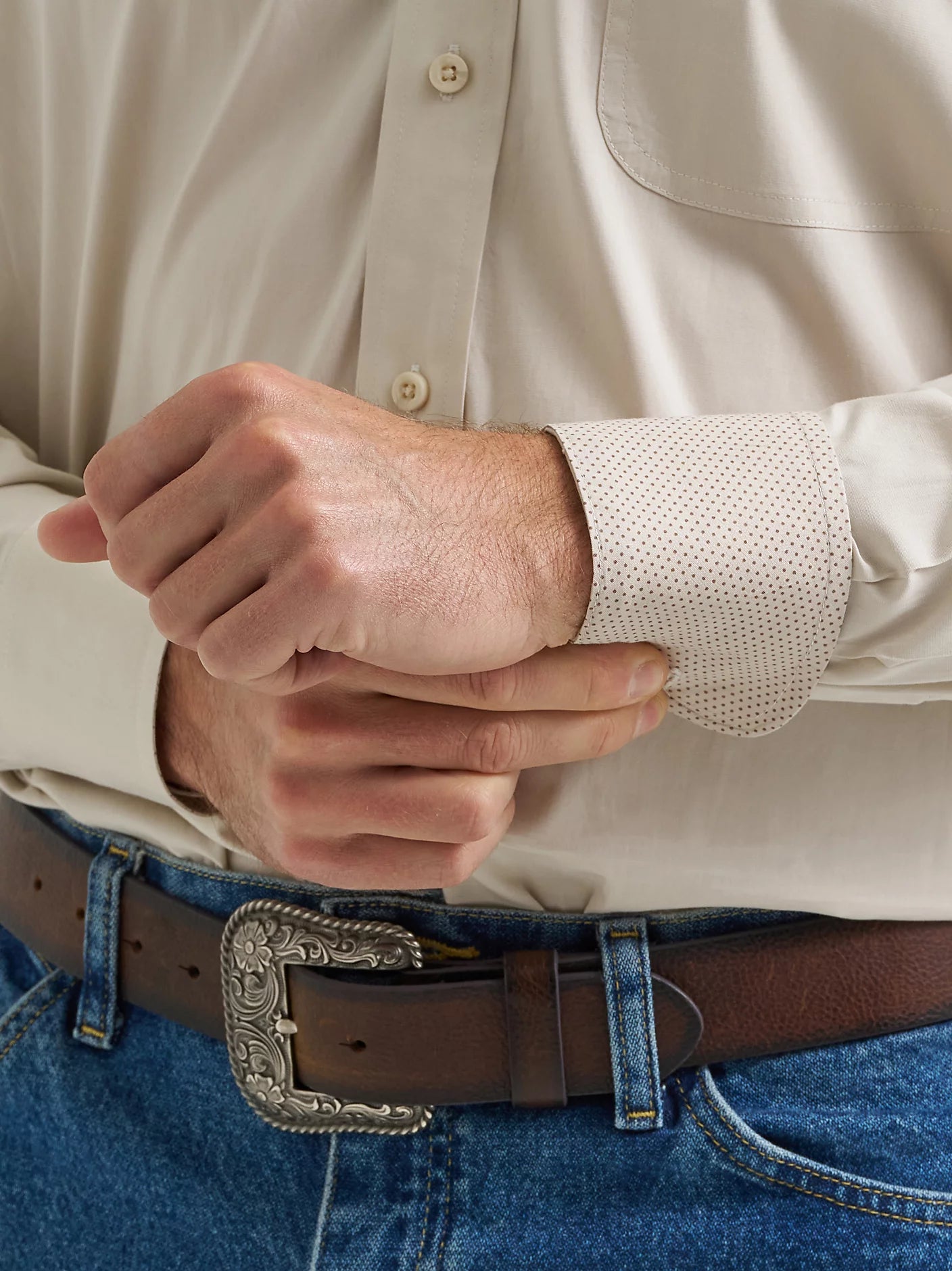 Wrangler George Strait Pale Stone Solid Shirt