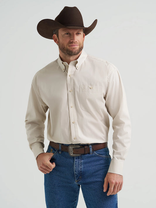 Wrangler George Strait Pale Stone Solid Shirt