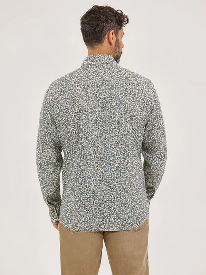 Wrangler Retro Floral Green Premium Long Sleeve Snap Shirt