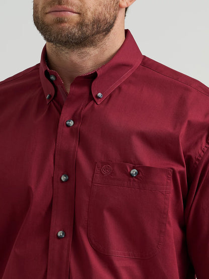 Wrangler George Strait Burgundy Wine Solid Shirt
