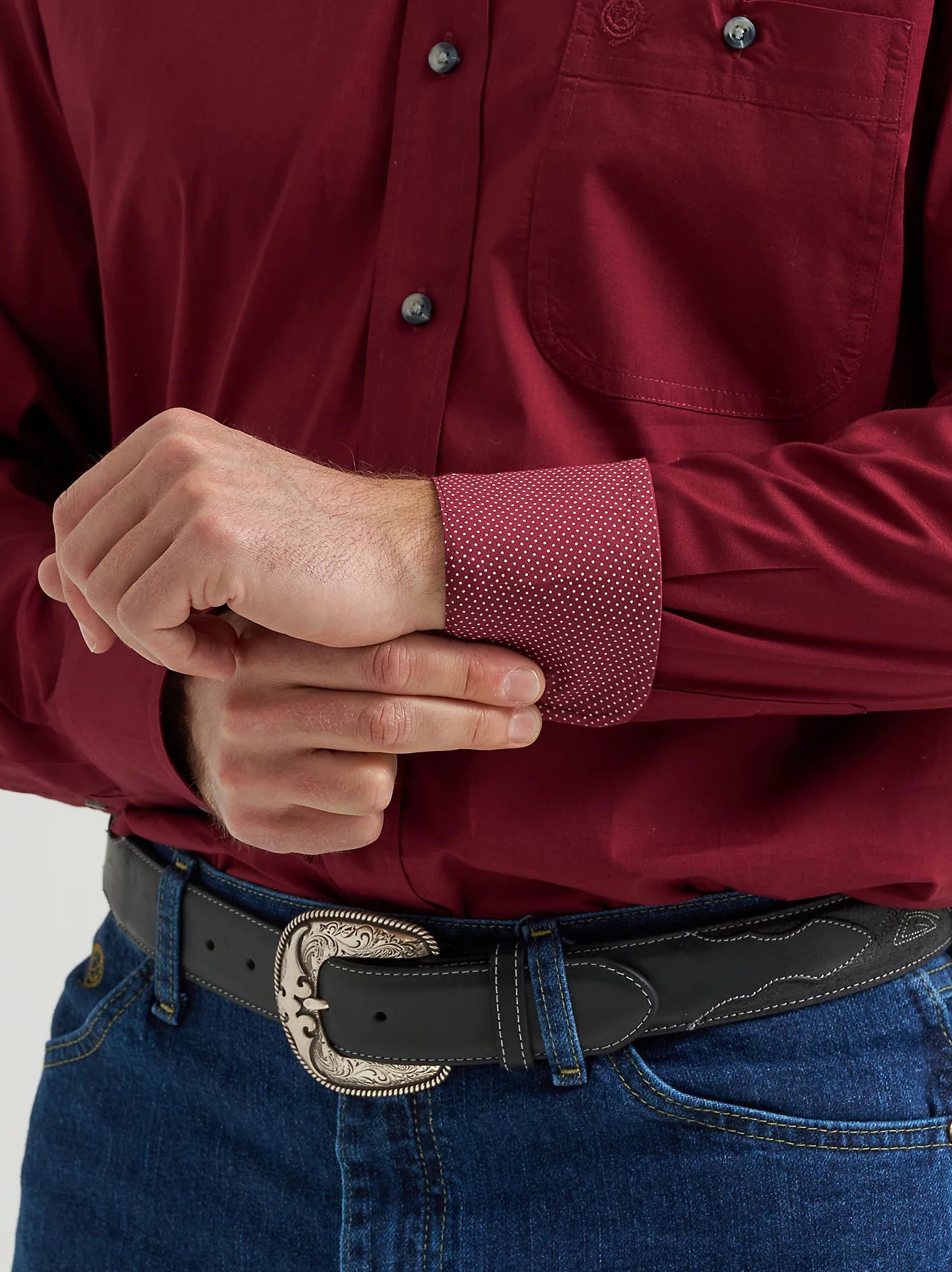 Wrangler George Strait Burgundy Wine Solid Shirt