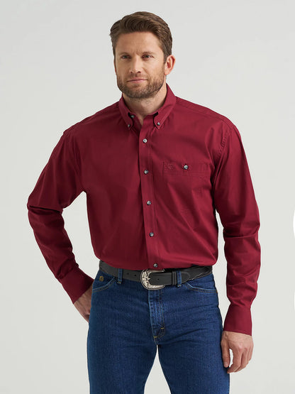 Wrangler George Strait Burgundy Wine Solid Shirt