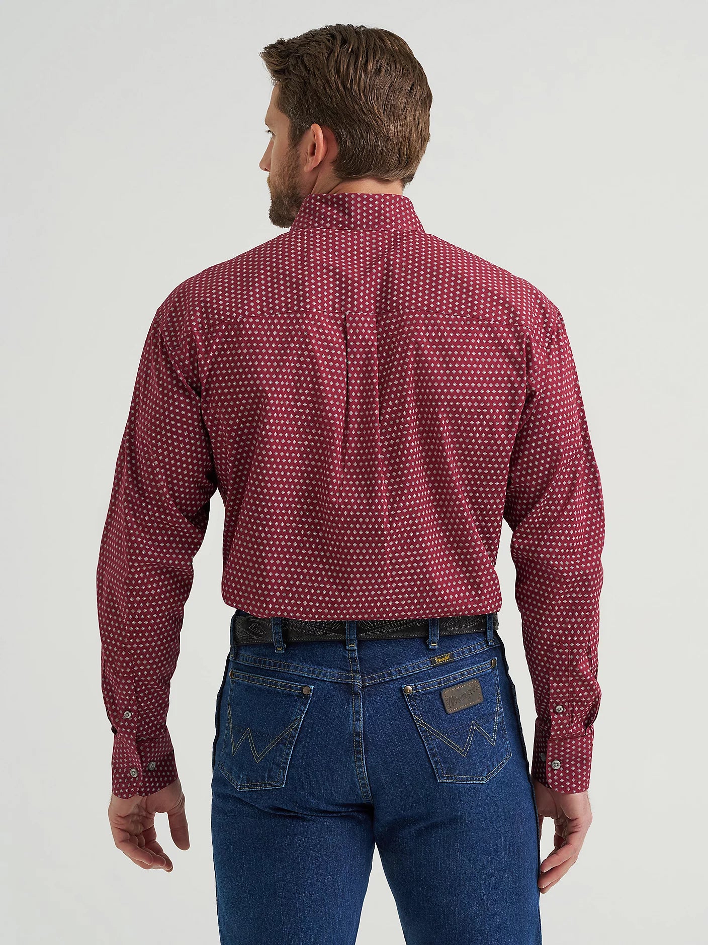 George Strait Burgundy Dot Long Sleeve Shirt