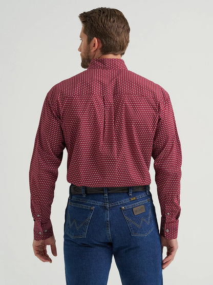 George Strait Burgundy Dot Long Sleeve Shirt