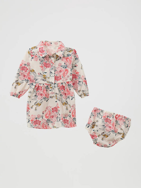 Wrangler Little Girl's Floral White Western Snap Dress