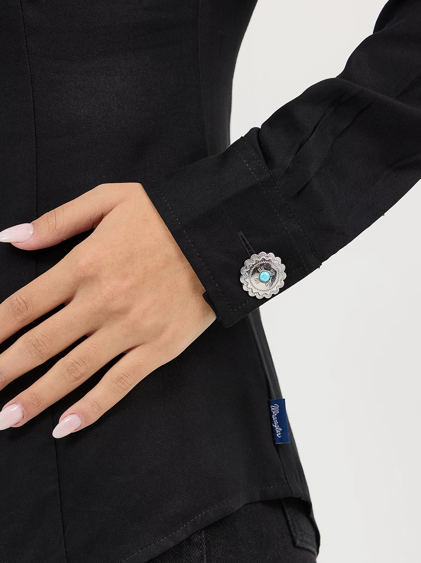 Wrangler Black Slim Concho Button Shirt