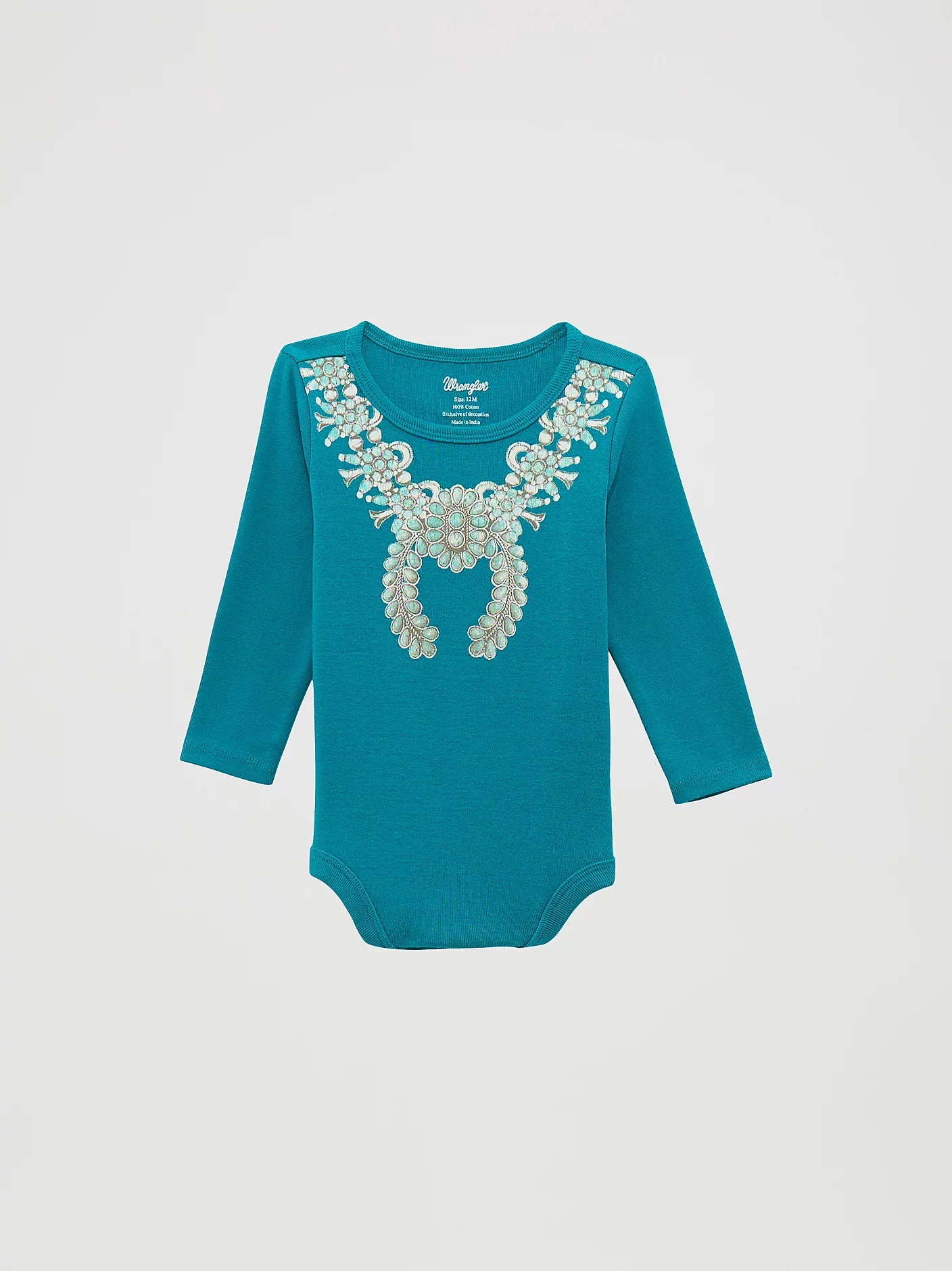 Wrangler Baby Girl's Teal Long Sleeve Graphic Knit Bodysuit